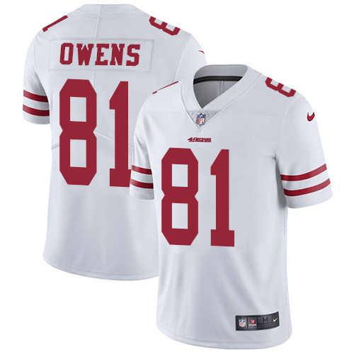 Nike 49ers #81 Terrell Owens White Men's Stitched NFL Vapor Untouchable Limited Jersey - Click Image to Close